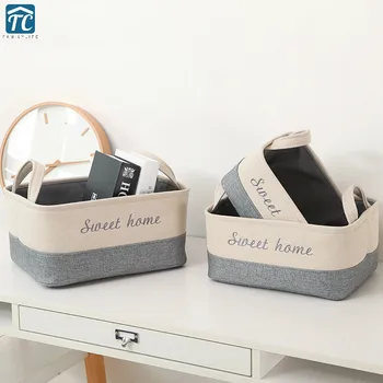 

Cotton Linen Storage Basket Desktop Debris Sorting Snack Portable Foldable Dirty Clothes Sundries Organizer Toy Home Holder