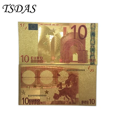 10 шт./лот 24 K позолоченные 1000 Банкноты евро с высоким качеством банкнота из золотой фольги для украшения дома - Цвет: 10 euro