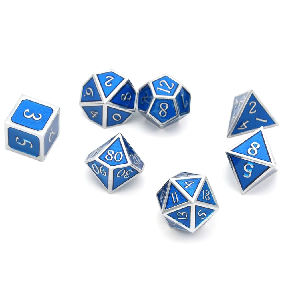 Beste Shiny Zinklegering Polyhedral Metalen Dobbelstenen Dungeons And Dragons Dobbelstenen DnD dobbelstenen voor Tafel Top Games