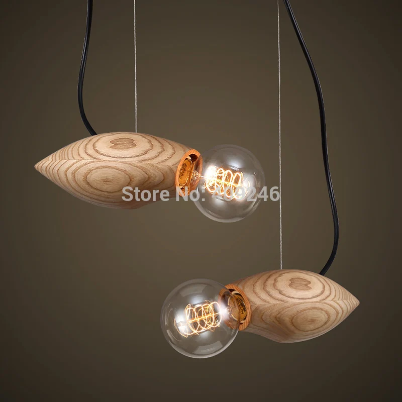 Vintage Solid Wood Ball Ceiling Lamp Penant Droplight For Dinning Room Cafe Bar