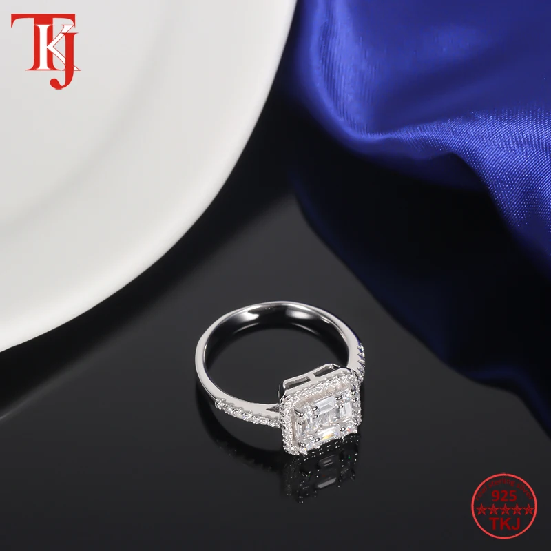 TKJ Baguette Cubic Zirconia Ring Sterling Silver 925 Wedding Ring-5
