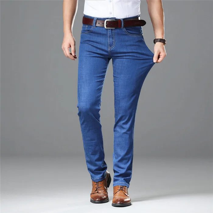 

Men Spring Summer Autumn Jeans Denim Mens Jeans Slim Fit Plus Size 28 To 46 Big and Tall Men Pants Thin Dress Jeans,Y1835-1