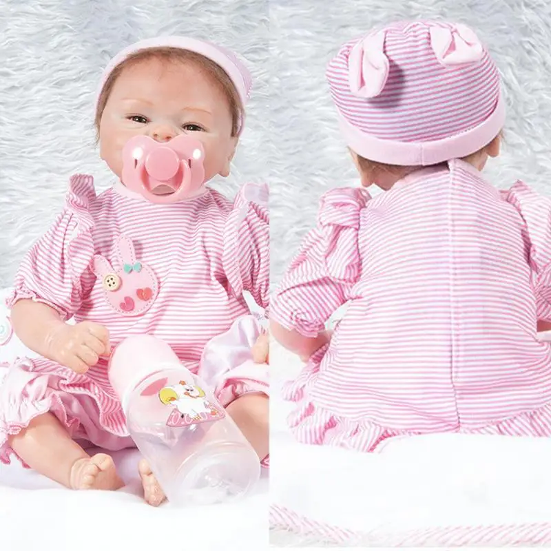 

45cm Lovely Pink Clothes Reborn Doll Baby Simulation Doll Children Lifelike Toys Best Gifts Child Bedtime Early Education