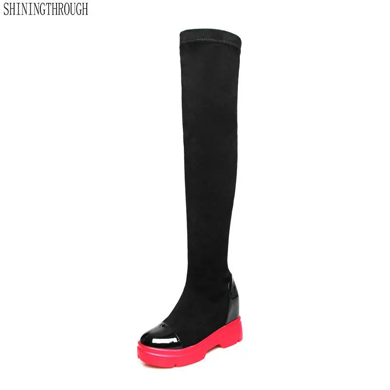 

2019 Newest Women Over The Knee High Boots Platforms Wedding Party Shoes Woman Brand Stretch Tight High Boots