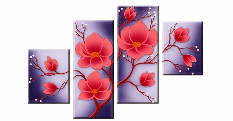 4 шт./компл. Diy Алмазный рисунок Алмазная вышивка тюльпан цветок вышивка крестиком картина для дома BK-3014 - Цвет: 20x25cmx2 20x50cmx2