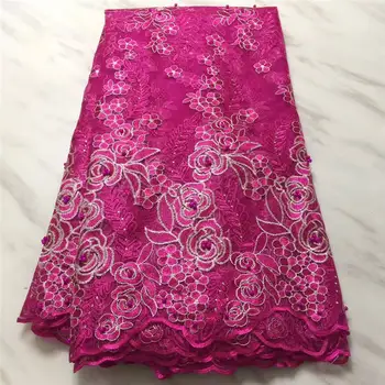 

Embroidery Lace Fabric For Paryt Dress Fashionable African Wedding Lace High Quality French Tulle Lace With Stones 5yard/lot