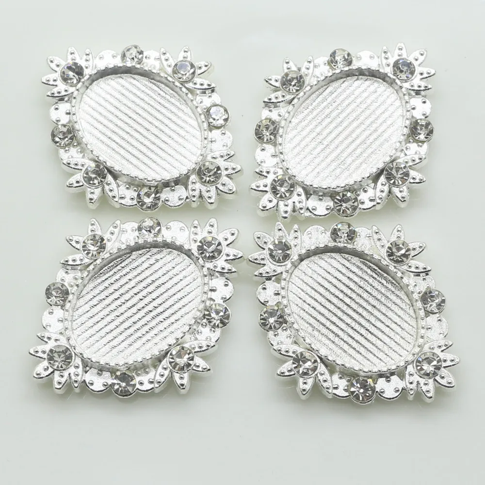 

Hot sale 10Pcs/lot Silver rhinestone buttons Negative film DIY Metal buttons craft rhinestone buttons tray cap setting