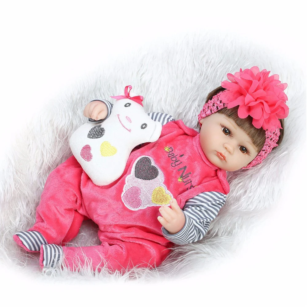 

NPK 42cm Silicone Reborn Baby Dolls Soft Cloth Stuffed Cotton Doll Children Gift Toy for Girls Boneca Brinquedos House Playmates