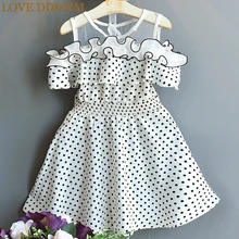 Платья для девочек с надписью «LOVE DD& MM» г., новая летняя детская одежда платье для девочек с круглым вырезом, без бретелек, с волнистым плетением, с деревянными ушками