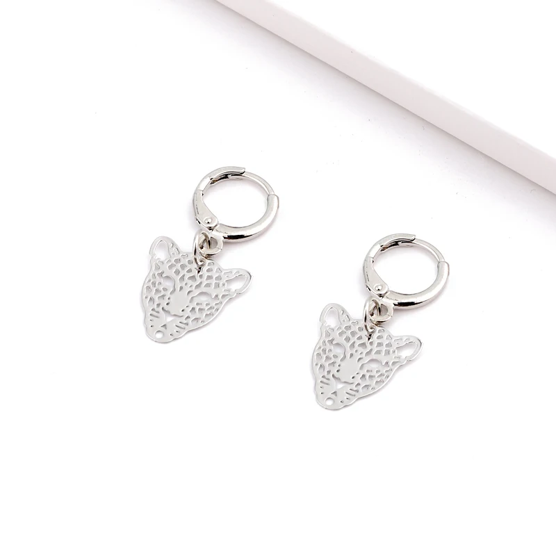 Charm Europe Hollow Leopards Head Hoop Earrrings Round Gold Silver Animal Earring Women Jewelry Boho Small Metal Earrings (6)