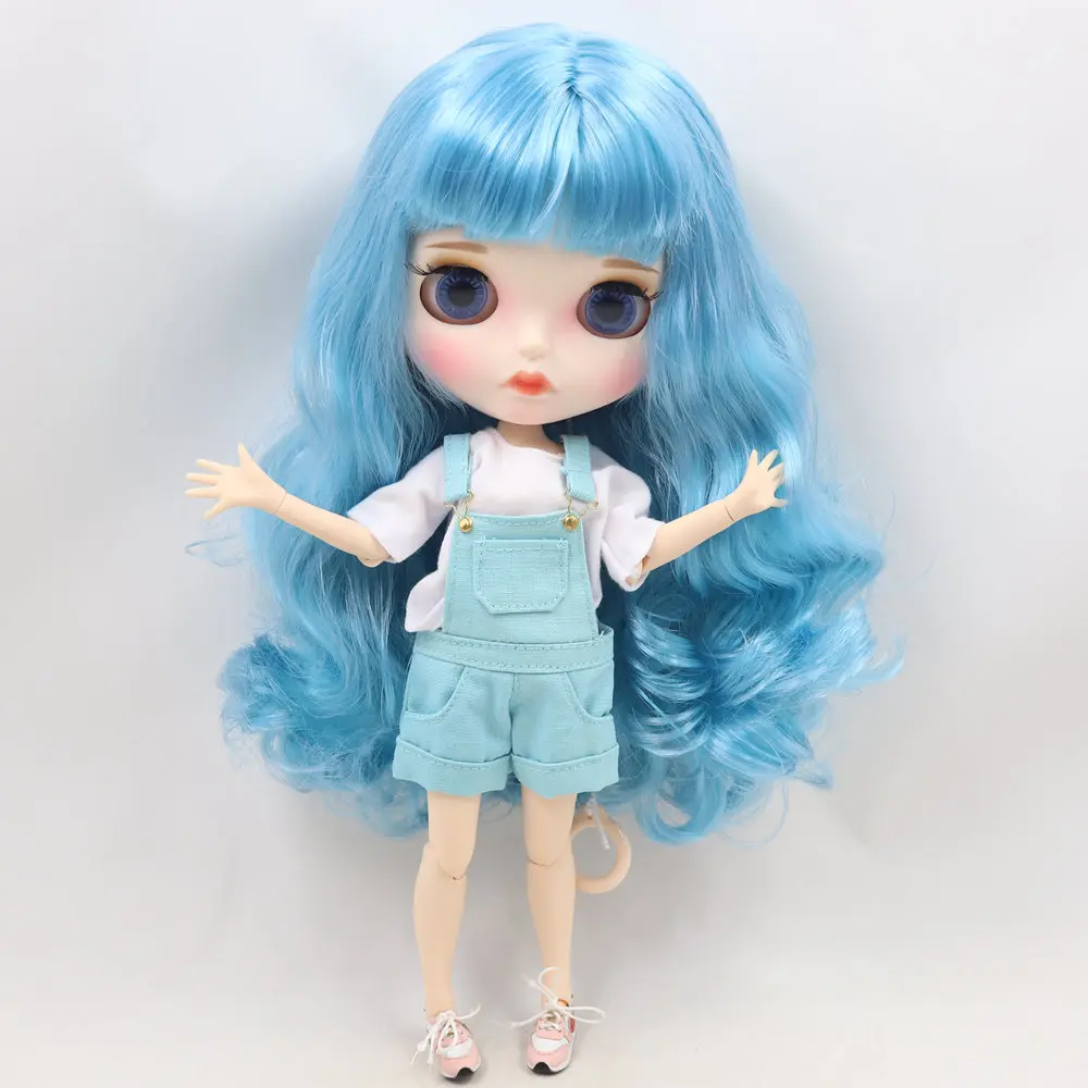 Austyne – Premium Custom Neo Blythe Poupée aux cheveux bleus, à la peau blanche et au visage pouty mat 1