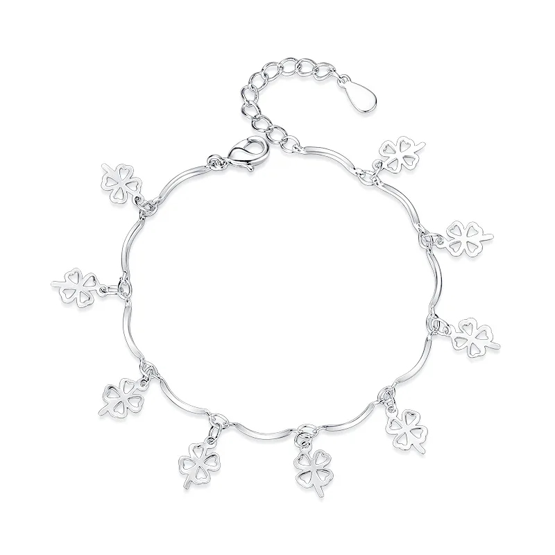 

Hot sale new fashion lucky flower design 925 sterling silver ladies`bracelets wholesale jewelry birthday gift drop shipping