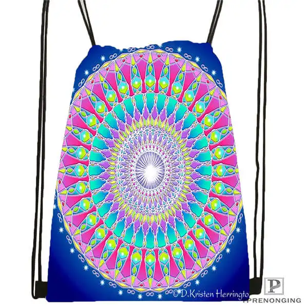 Custom mandala El Laberinto de Rosa 3 Drawstring Backpack Bag Cute Daypack Kids Satchel Black Back