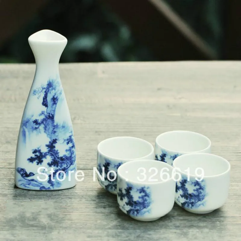 Набор керамических синих и белых чернил в японском стиле sake wine glass hip flask small handless