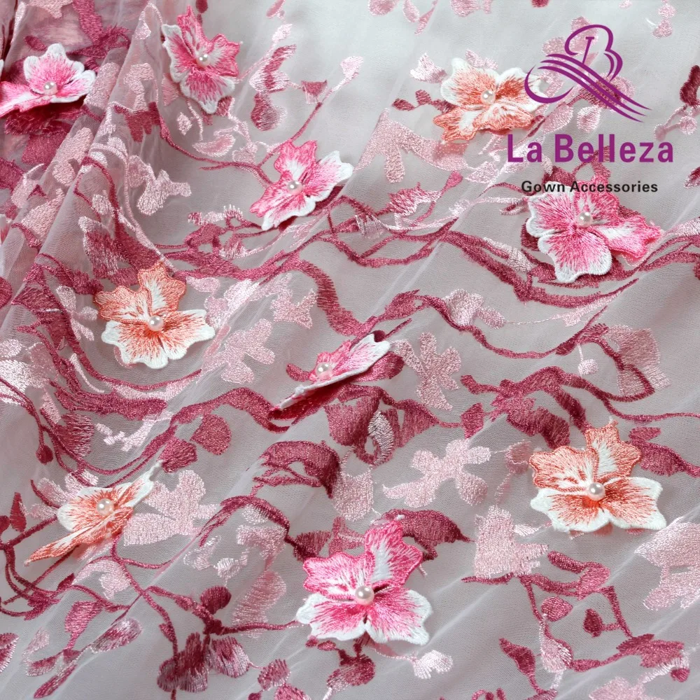 La Belleza Новая розовая/синяя смешанные цвета с 3D цветами жемчуг на сетчатая