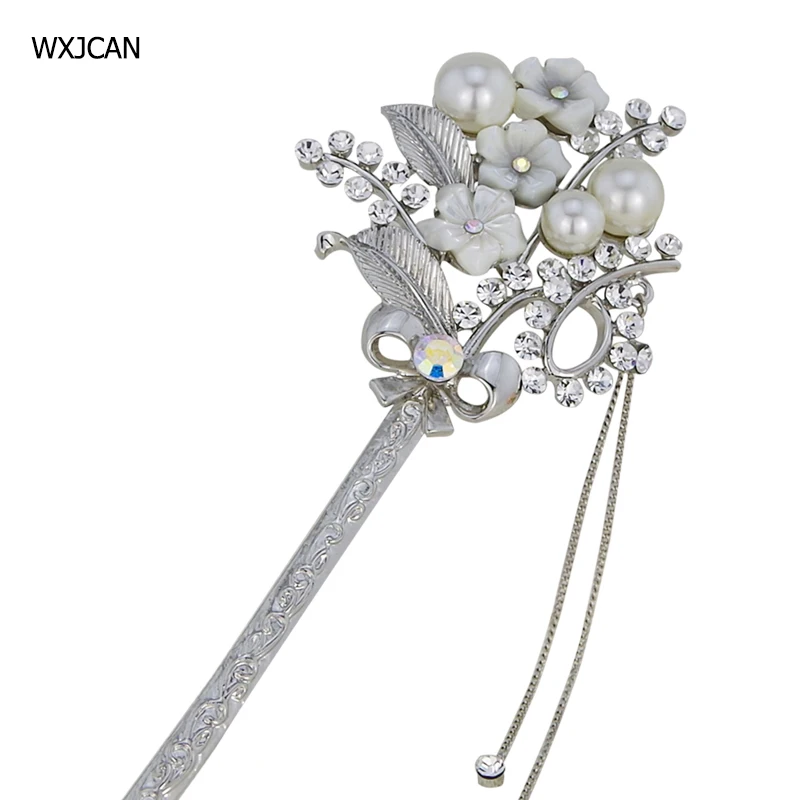 

WXJCAN high quality luxury hair stick Abalone shell flower rhinestone and simulated-pearl of head jewelry hairstick tiara B1007