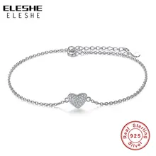 ELESHE женский браслет из стерлингового серебра 925 пробы, Австрийские хрустальные стразы, браслет-цепочка в форме сердца для женщин, модное ювелирное изделие