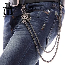 Hip Hop Chains Unisex Black Star Wallet KeyChain Punk Biker Trucker Men Women Metal Jeans Chain