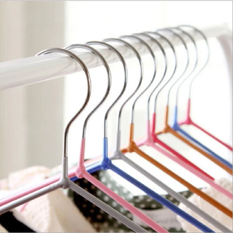 

10PCS Non-Slip Clothes Coat Hangers Closet Pant Trouser Skirt Rack Hook Random Color
