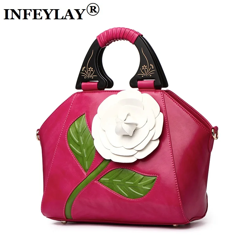 Красивая Творческий 3D цветы сумка с тиснением Национальный стиль сумки Мода девушка сумки через плечо платье Женская винтажная сумка
