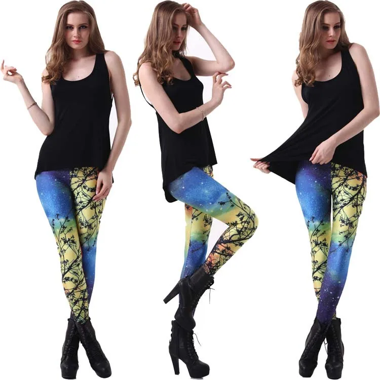 Millyn HOT SEXY Women Galaxy Purple Leggings Space Printed