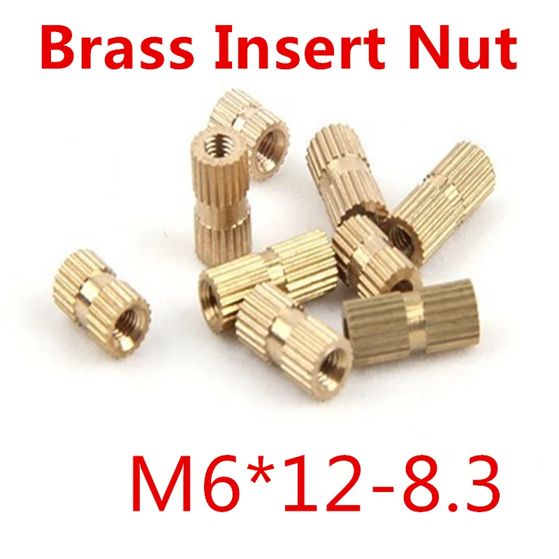 100pcs/lot M6*12 M6 x 12 Blind End Brass Insert Nut , Single Thread