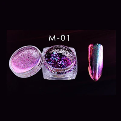 Голографический блестящий для ногтей порошок пыль маникюр Дизайн ногтей хром пигмент блестки маникюрные украшения зеркальный эффект блеск для ногтей - Цвет: 1