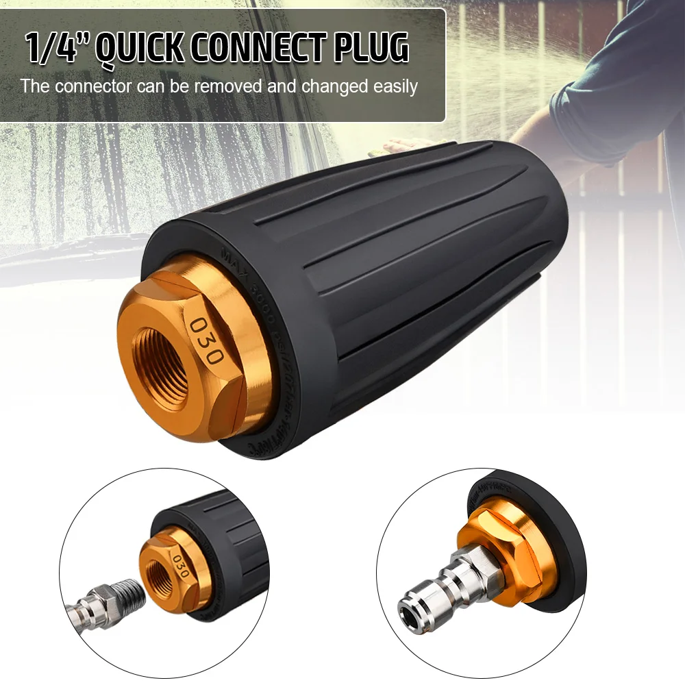 

1/4" Rotating Spray Turbo Nozzle High Pressure Power Washer 360 Degree Turbo Nozzle Tips 3600 PSI Car Cleaning