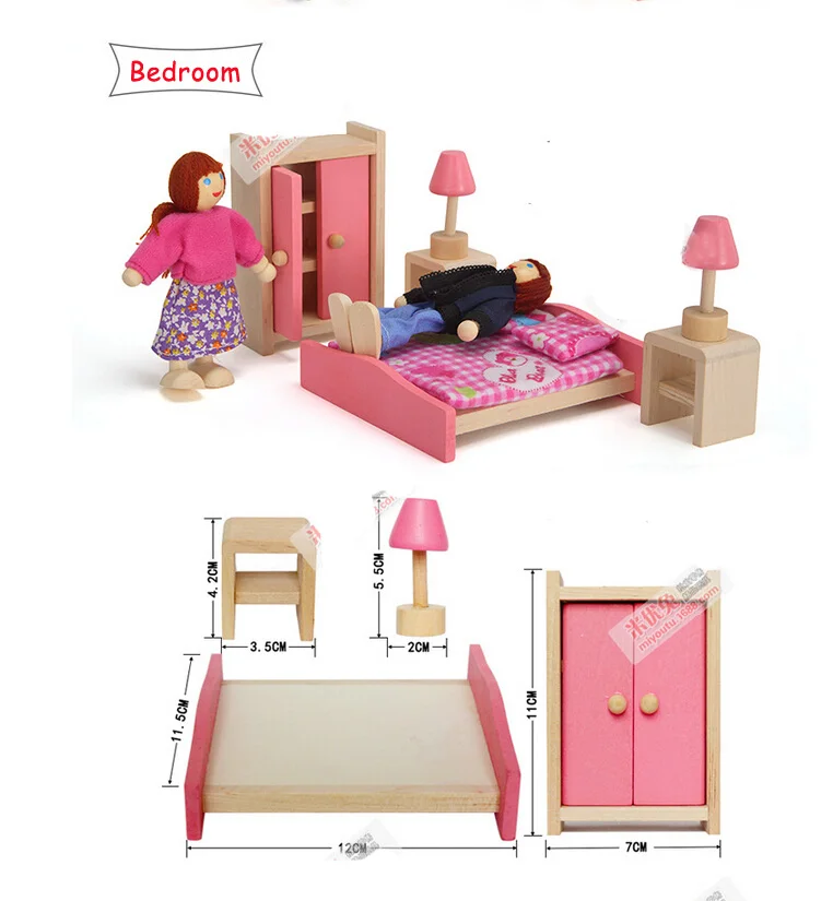 6 видов забавных детских ролевых игр деревянная игрушка кукольный домик детская комната столовая гостиная romm миниатюрная мебель - Цвет: 1