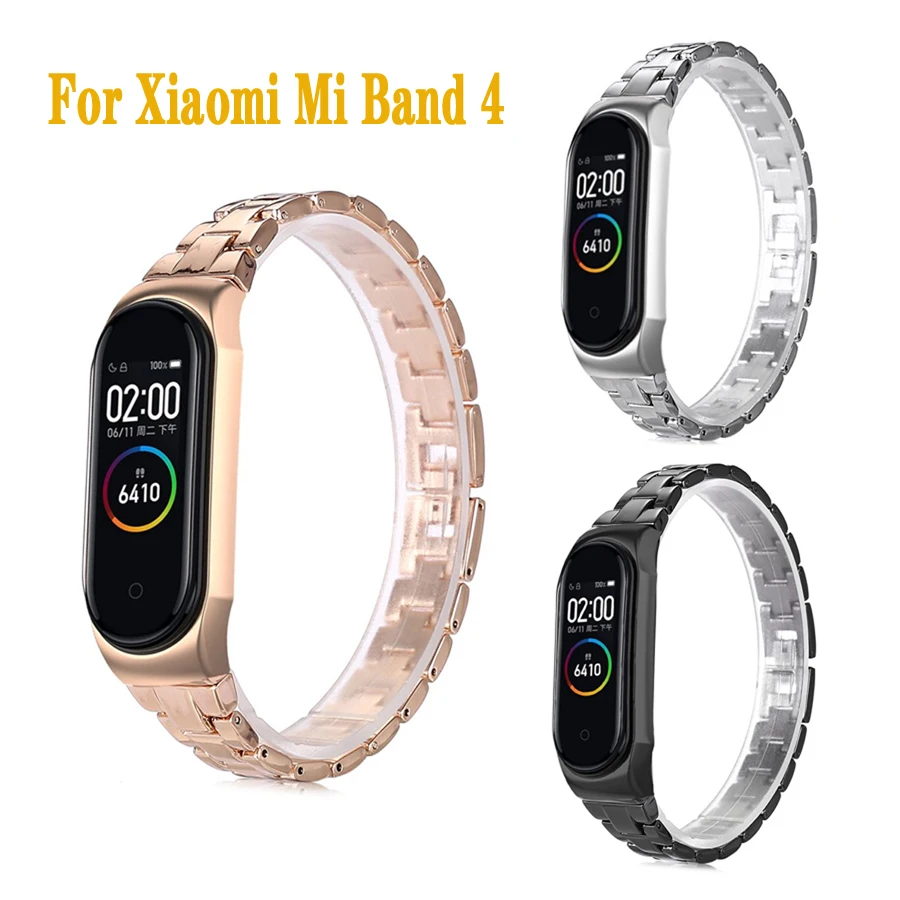Металлический браслет из нержавеющей стали для Mi Band 4 Xiaomi 3 аксессуары