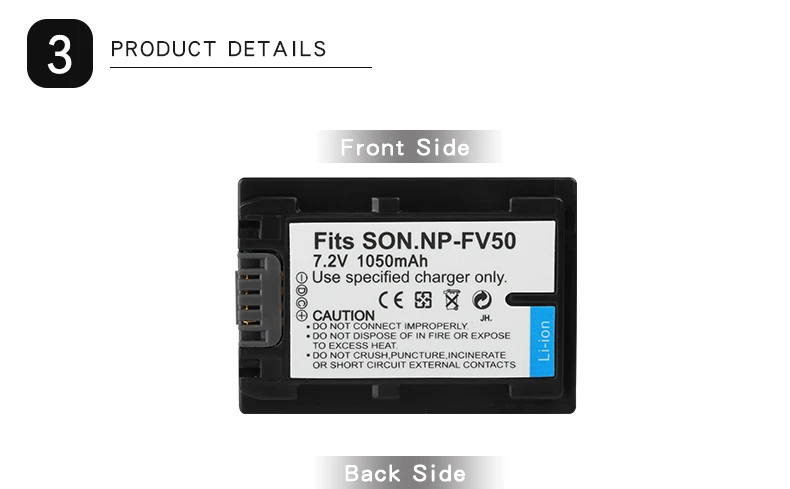 Bateria da câmera Sony NP-FV50, 1050mAh, NP-FV30,
