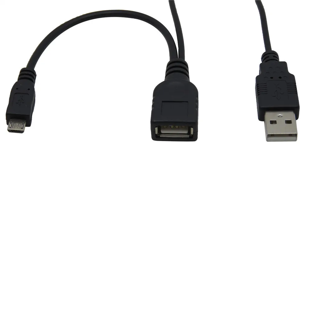 Free shipping Micro USB Male To USB Female Host OTG Cable + USB Power