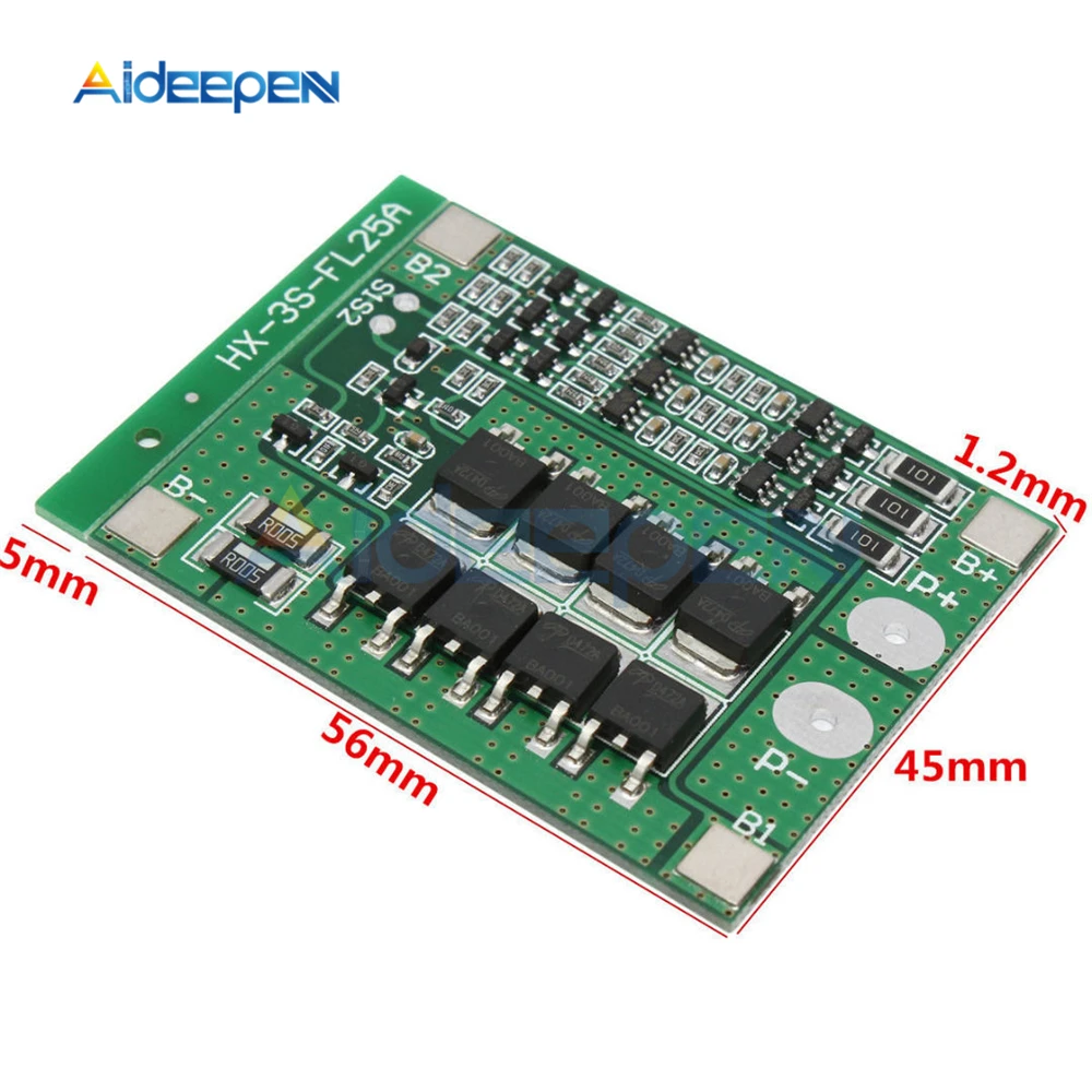 3S Li-Ion 18650 BMS PCM плата защиты аккумулятора с функцией баланса 25A для литий-ионного Lipo батареи модуль