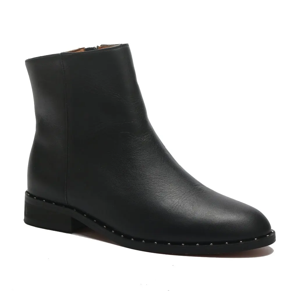 

2018 Autumn New Fashion Street Boots Ankle Boots with Thick Heel Side Zipper Women's Booties Large Size Boots Size 34-44