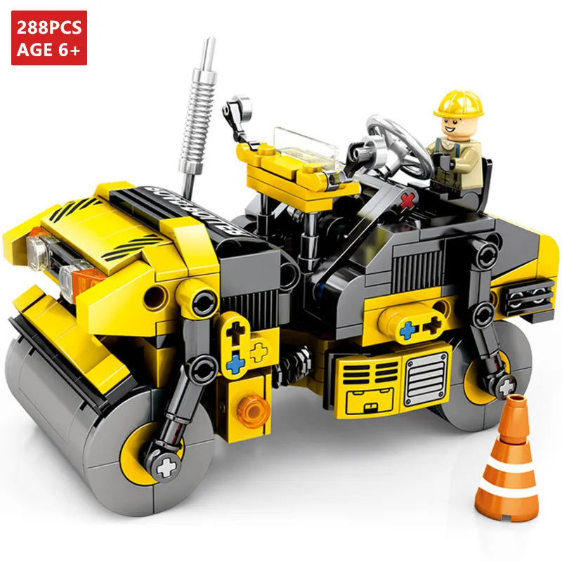 

288Pcs City Engineering Road Roller Truck Building Blocks Sets Educational Toys for Children Compatible LegoINGLs Technic Bricks