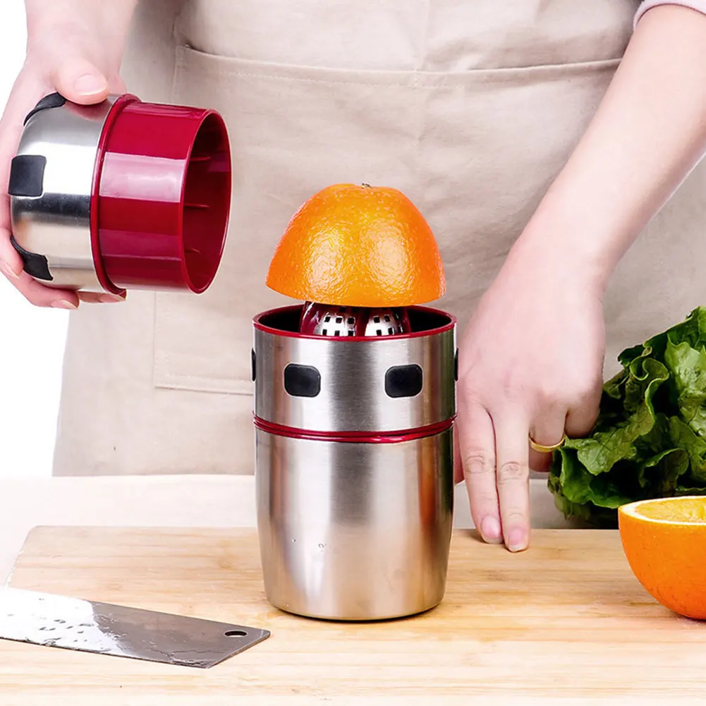 Powerful Stainless Steel Orange Juicer Portable Manual Lid Rotation Citrus Juicer Lemon Orange Tangerine Juice Squeezer New B4