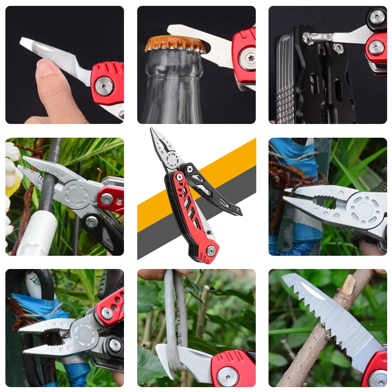Multitool Outdoor Knife Tool with Pocket Multipurpose Stainless Steel Pliers Knife Saw Survival Folding Knife for EDC Camping