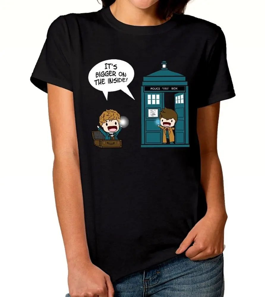 

Fantastic Beasts Doctor Who Combo T-Shirt, Newt Scamander Tardis Women Tee 2018 Summer Female Fashion T Shirt Top Tee