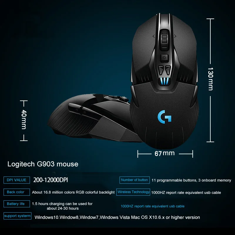 Беспроводная игровая мышь LOGITECH G903 LIGHTSPEED