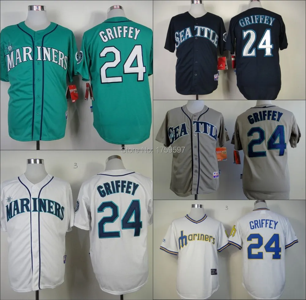 24 Ken Griffey Jr Seattle Mariners Throwback Cheap Authentic Baseball
