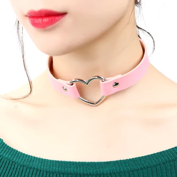 Leather Punk Heart Choker  5