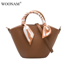 WOONAM Модный женский топ из натуральной телячьей кожи маленькая корзина сумка сумочка шарф ручка сумка WB646