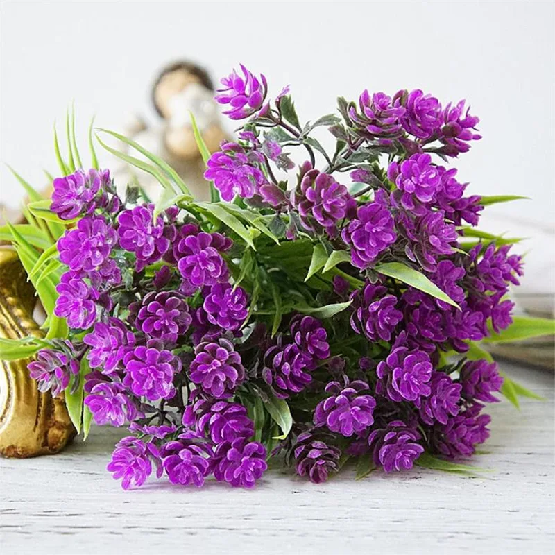 6Pcs Plastics Lotus Flowers Bunch (5 stems/piece) Simulation Plastic