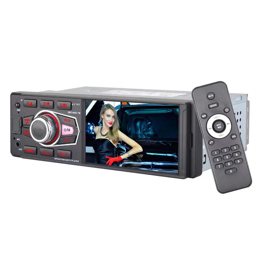 

Car 4.1 Inch Touch Screen Bluetooth Car MP5 Player Car U Disk Radio Audio Stereo Support Rear View Camera Remote Control