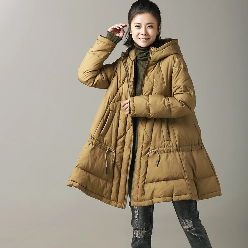 

Y2001 The big yards easing A word long down jacket in the hooded women