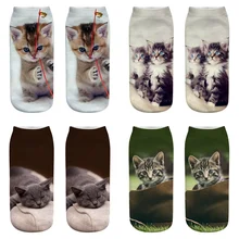 Dreamlikelin/милые женские носки с 3D принтом в виде кошки 27 стилей, персидский кот, Ragdoll, забавные носки до лодыжки для женщин, детей