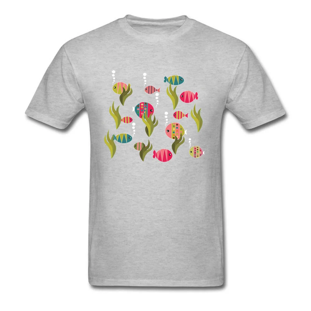 Fishes T-Shirt Newest Short Sleeve Street Cotton Crew Neck Mens Tops Tees Printed T-Shirt Summer Autumn Drop Shipping Fishes grey