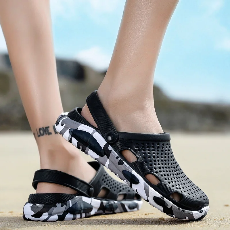 Водонепроницаемая обувь Мужские тапочки классический отверстие босиком Для мужчин пляжные Быстросохнущие кроссовки Повседневное Нескользящие повседневные сандалии летний плавательный море обувь