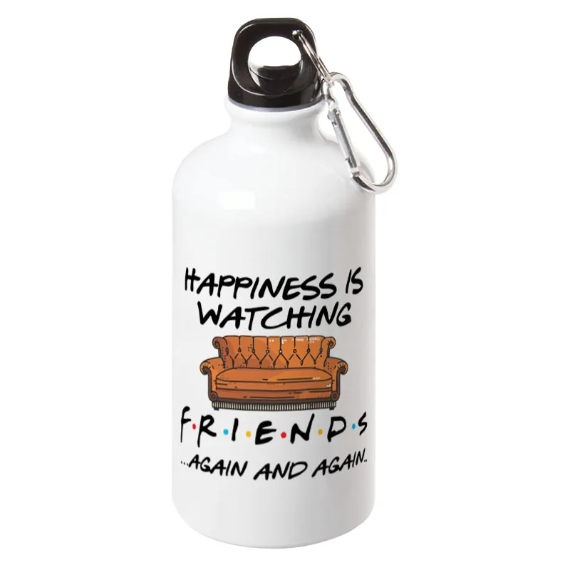 

Happiness is watching tv shows friends Sport Water Bottle With Carabiner For Tour Cycling Creative Party Gift Bottles 17oz