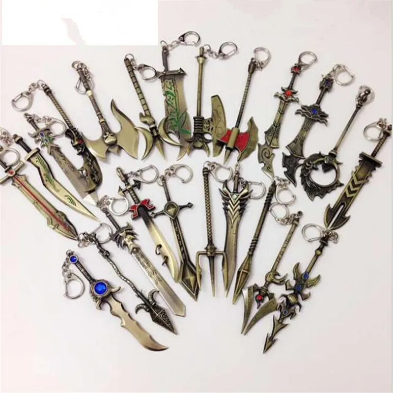 

2018 12cm Styles Movie Series Game Alliance Figure Weapon Key Chain Illidan Storm Alloy Sword Keychain